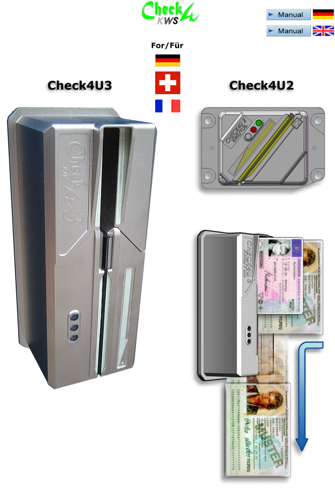 Age verification - Age verification device - Altersprüfgerät - Jugendschutzgerät - Protection for children - Alterskontrolle - Dokumentenprüfer - Age checker - legal protection for children and young persons - Adult verification system - child safety - age verifier terminal. Sonnenstudio Solarium Personalausweis-Prüfung - ID-Checker prüft Personalausweis sowie Führerschein und Pass auf Echtheit und Geburtsdatumserkennung. 4U GmbH - Products ID Checker: Check4U3 Check4U2. Convenience with Paymentautomation 4U. Sonnenstudio, solarium, personalausweis, prüfung, personalausweisprüfung, personalausweisprüfer, id, checker, id-checker, prüft, personalausweis, führerschein, führerscheinprüfung, führerscheinprüfer, pass, passprüfung, passprüfer, echtheit, geburtsdatumserkennung, geburtsdatum, erkennen, prüfen, check. Check4U18: (D/L) Driver Licence + German ID and Passport + Check4U ID: D/L, German ID and Passport + Multi Acceptor: D/L, German ID and to accept Euro banknotes.